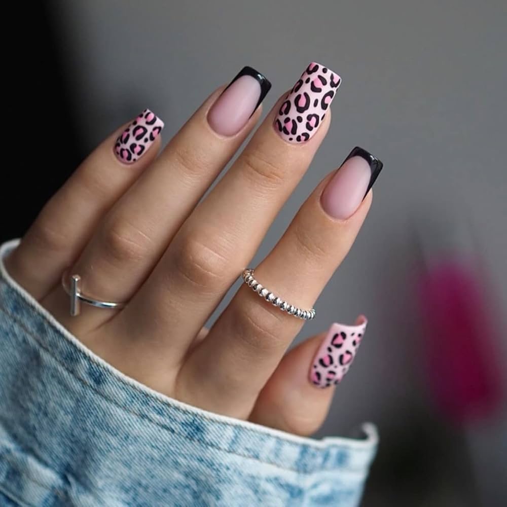 Pink Leopard Press On Nails